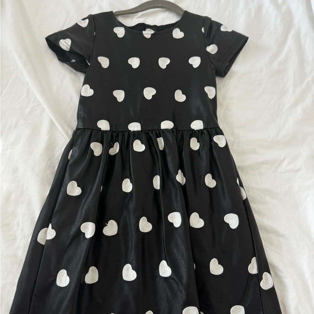 Appaman faux leather Dress with White Heart Pattern